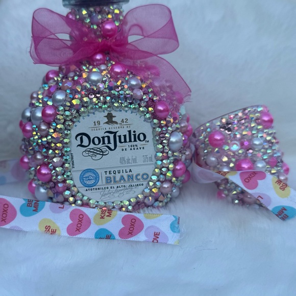 Sparkemupcandleco Other - Pink and Silver Decorated Bottle